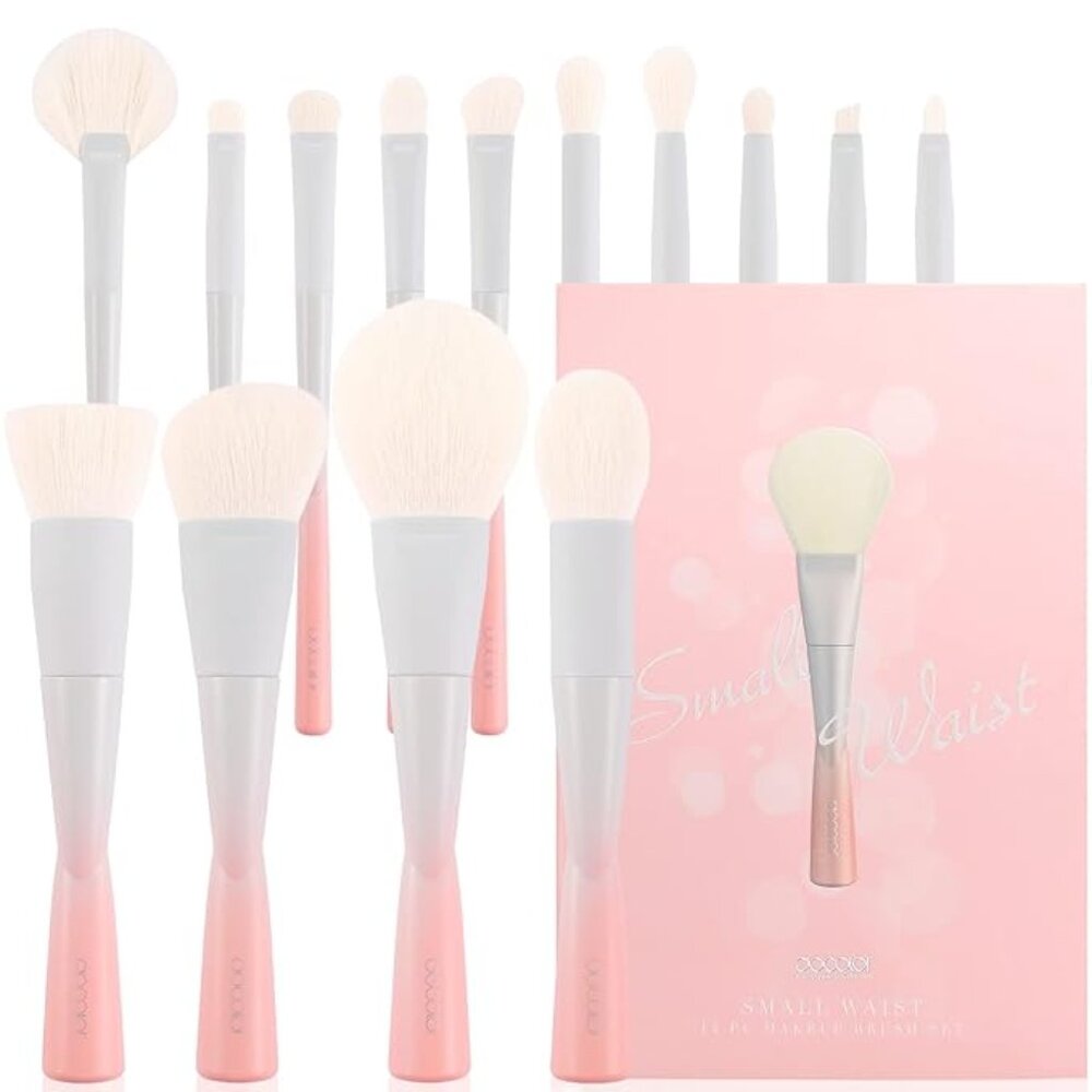 Pink and White Makeup Brush Set
